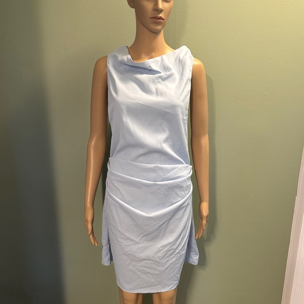 SHEIN Elegant Light Blue Sleeveless Dress Size Medium